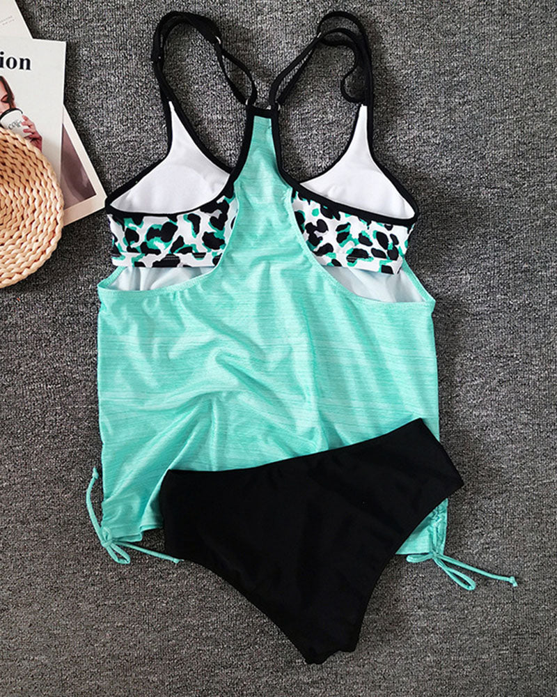Augustus | Einfarbiger Tankini mit Leopardenprint