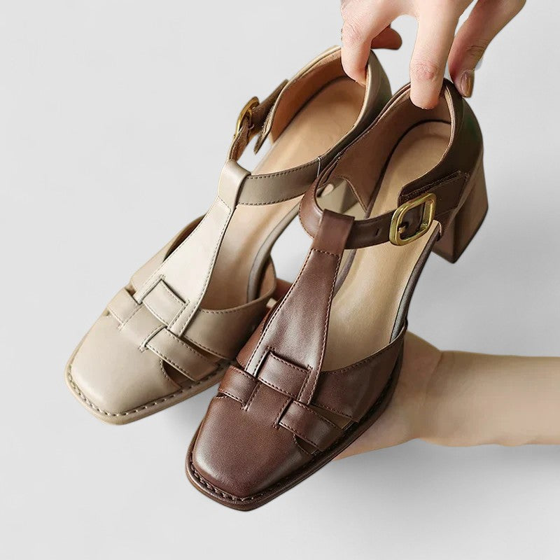 Elyxiana | Orthopedic Block Heel Shoes with T-Strap