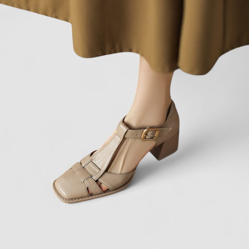 Scarlett – Orthopedic T-Strap Block Heeled Sandals