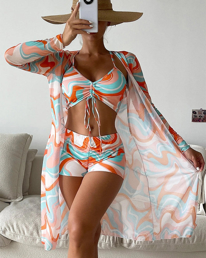 Sarah | 3-teiliges Druck-Bikini-Set