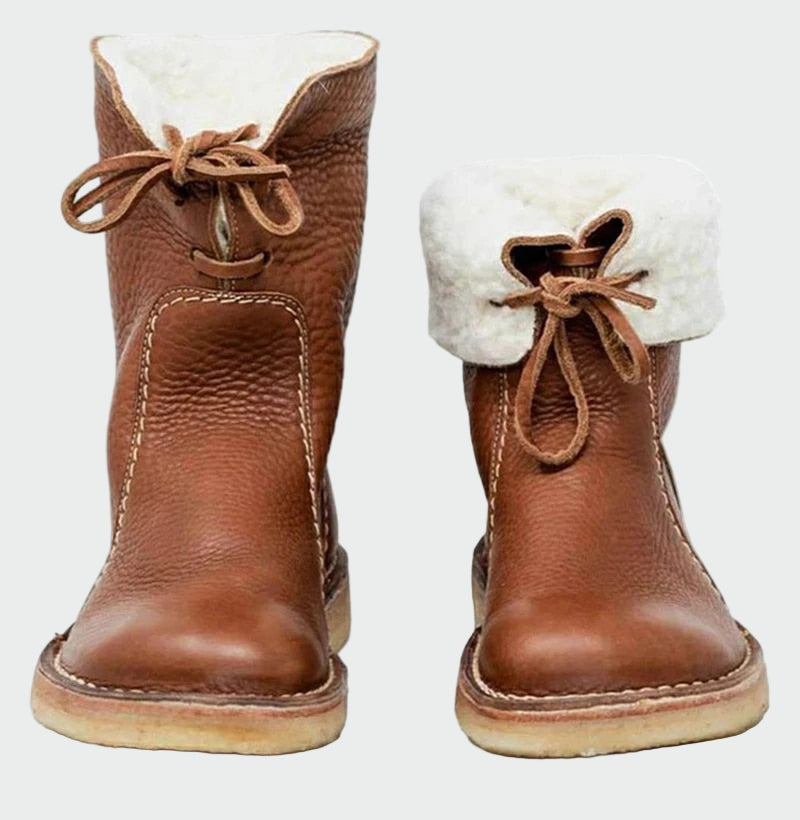 Wasserdichte Herrenlederstiefel mit warmem Wollfutter