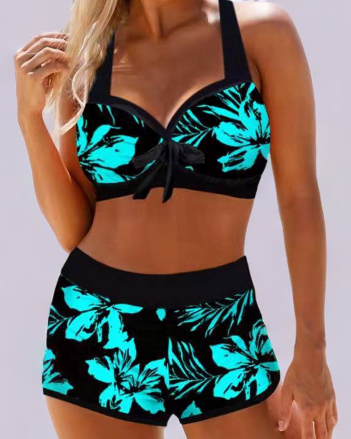 Sherrie | Hochgeschnittener Badeanzug mit floralem Design